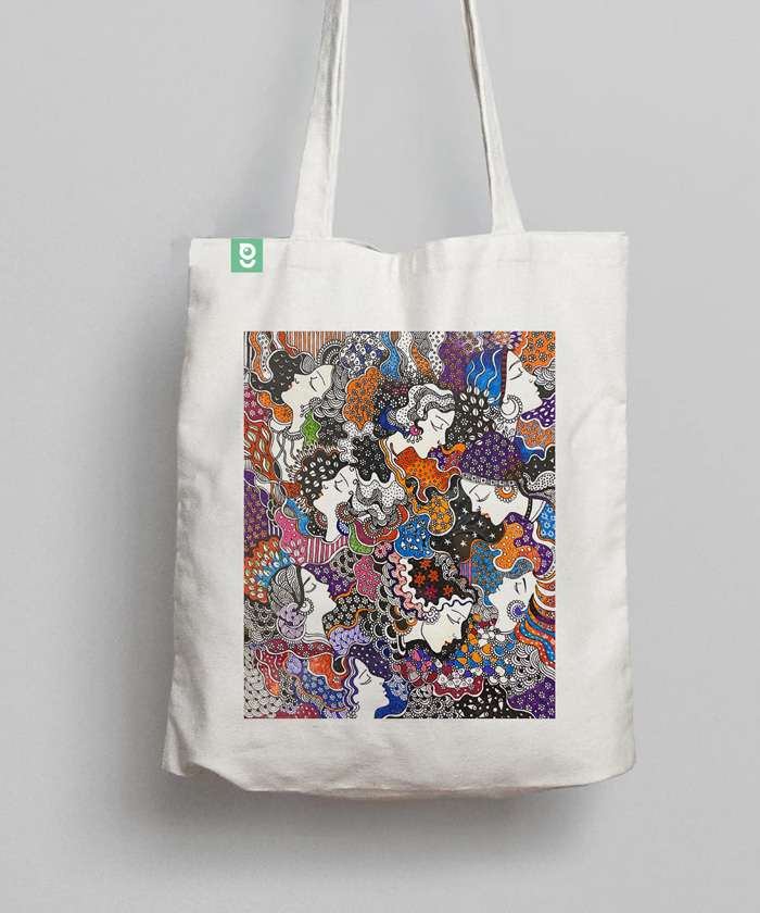 Tote Bag with doodle print - Gumittypedia